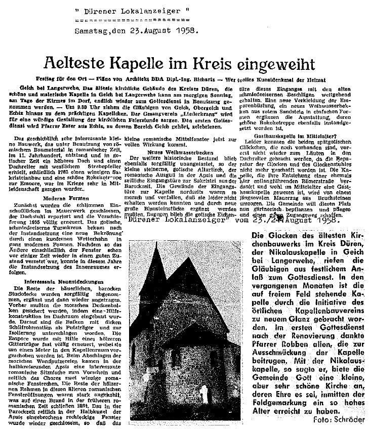 Dürener Lokalanzeiger Aug 1958
