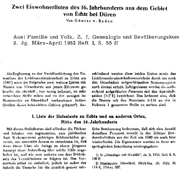 Einwohnerlisten des 16 Jahrhunderts