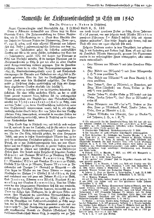 Namenliste der Liebfrauenbruderschaft um 1540